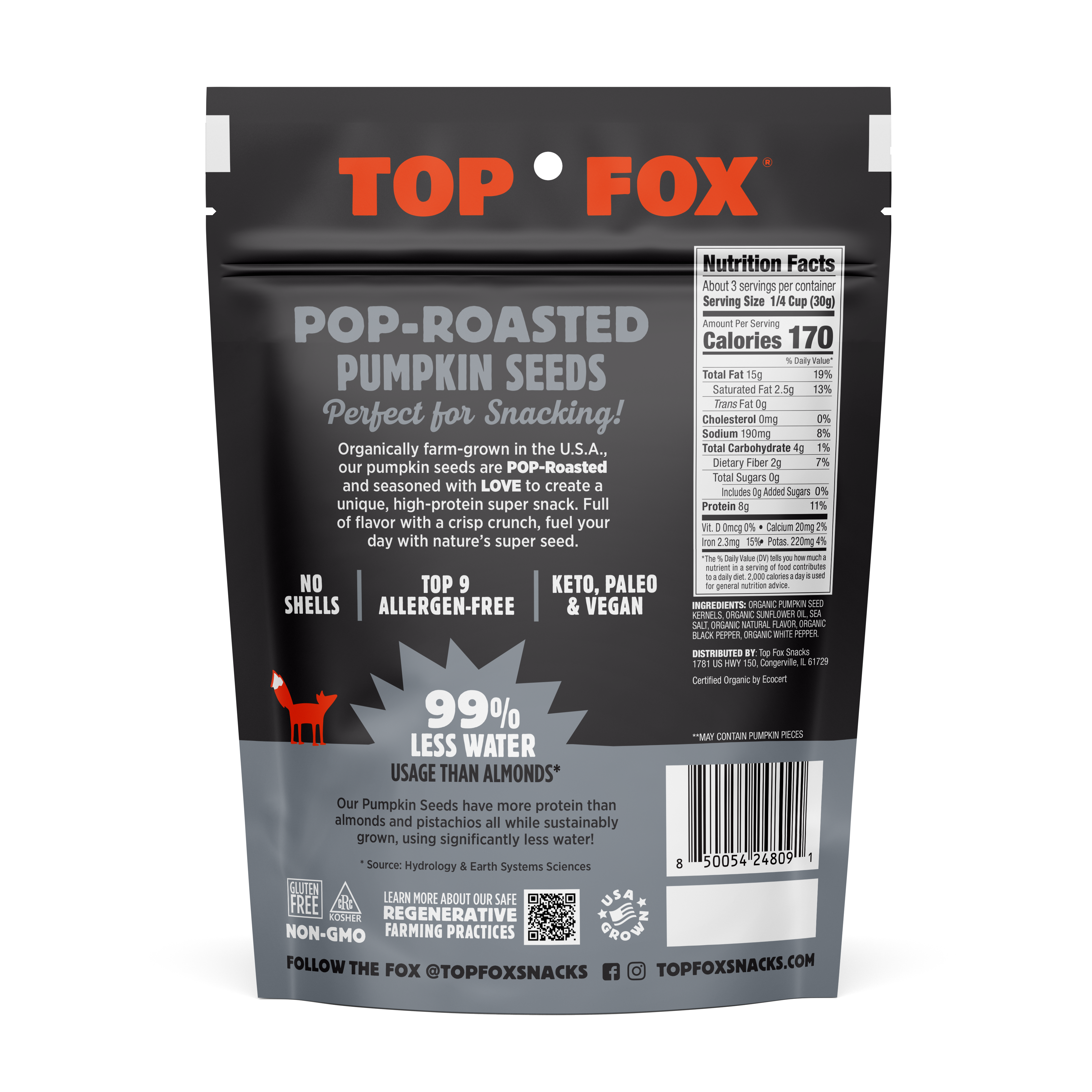 Top Fox Snacks - Pumpkin Seeds - Chile Lime Flavored Top Fox Snacks - Pumpkin Seeds - Chile Lime Flavored
